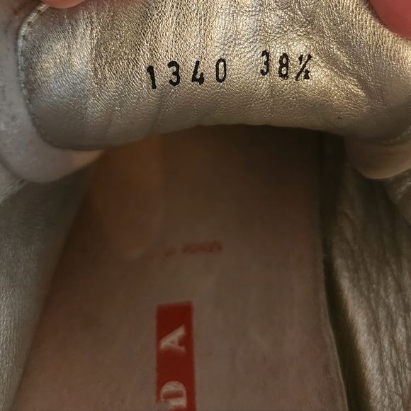 Prada Sneakers White/Silver Leather Bowling style Women Size 38.5 - Picture 6 of 8